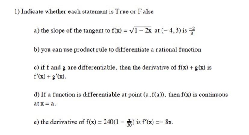 Help me answer 1(e), thank you!The derivative of f(x) = 240(1-x/30) is f'(x) = -8x-example-1