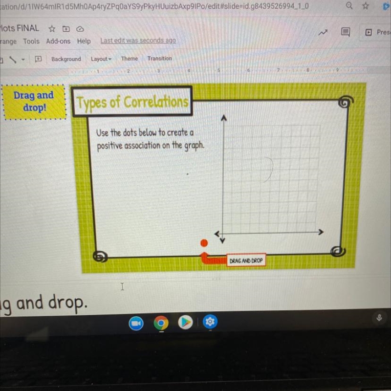 Use the dots below to create a positive association on the graph.-example-1