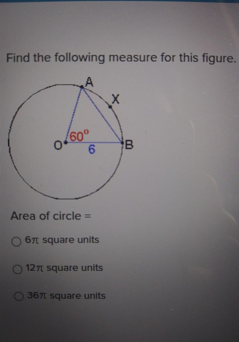 Area of circle = 670 square units ОО 120 square units 0 361 square units-example-1