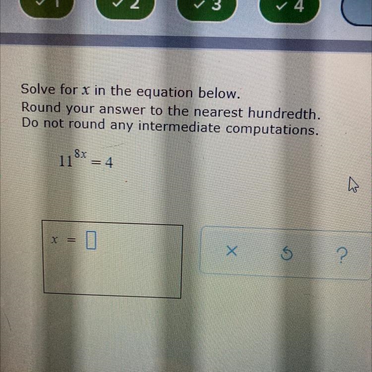 Solve for x in the equation below. Round your answer to the nearest hundredth. Do-example-1