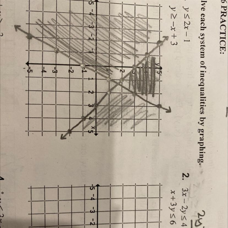 To solve a system of inequalities so you can graph it how do you change these two-example-1