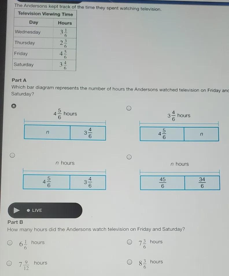 the Andersons kept track of the time they spent watching television. Part A wich bar-example-1