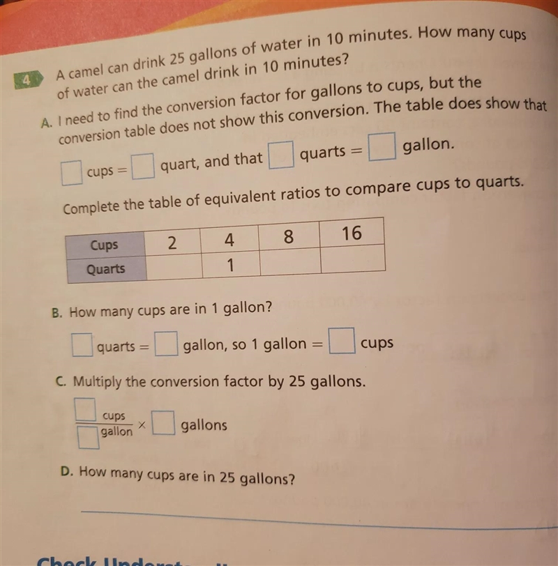 A camel can drink 25 gallons of water in 10 minutes. How many cups of water can the-example-1