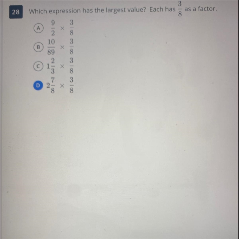 Х3Which expression has the largest value? Each has as a factor.89 3A2.10B89200001 COTNE-example-1
