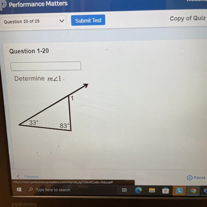 Question 1-20 Determine mzi. 기 1 33° 83°-example-1