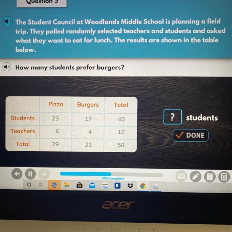 The Student Council at Woodlands Middle School is planning a fieldtrip. They polled-example-1