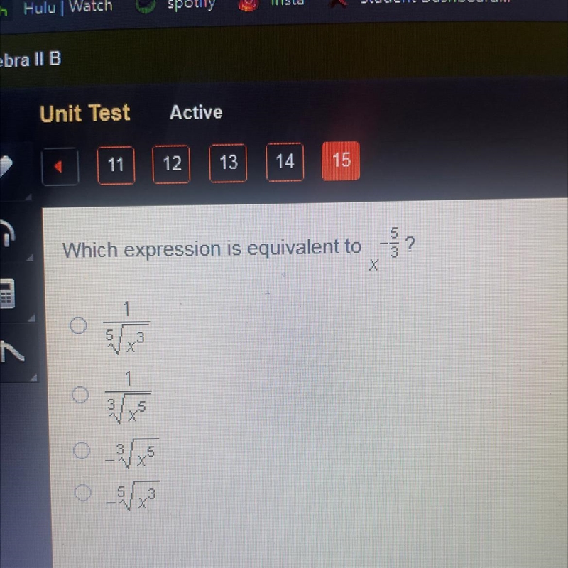 Which expression is equivalent to x^-5/3-example-1