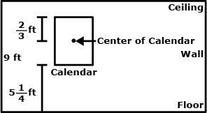 A rectangular calendar is hanging on a wall. The diagram below shows several dimensions-example-1