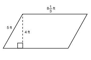 What is the area of this parallelogram? A = 20 ft² A=2123 ft² A=3313 ft² A=4123 ft-example-1