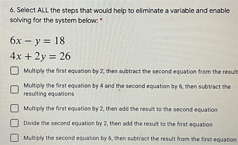 6. Select ALL the steps that would help to eliminate a variable and enablesolving-example-1