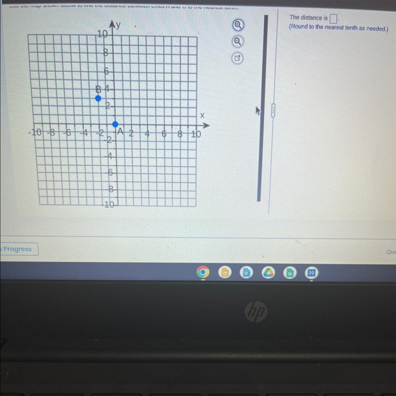 Use the map shown below to find the distance between cities A and B to the nearest-example-1