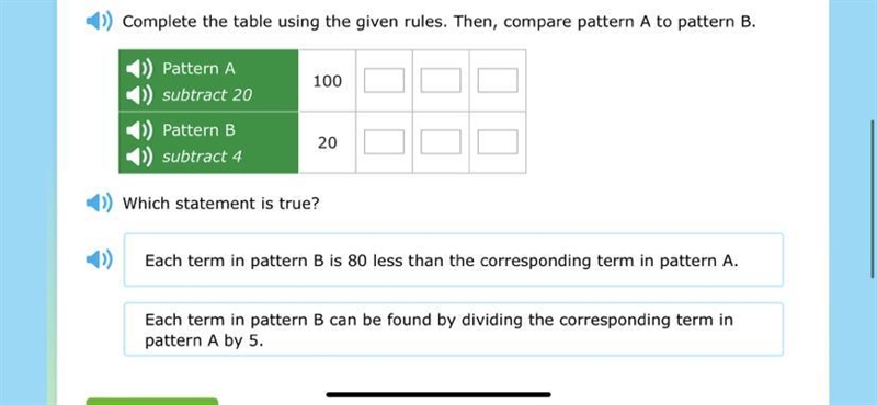 () Complete the table using the given rules. Then, compare pattern A to pattern B-example-1