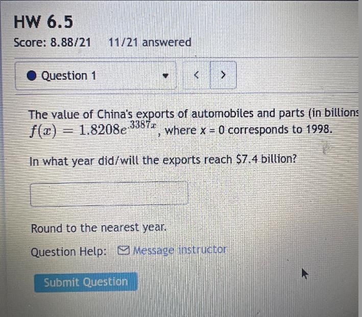 The value of China's exports of automobiles and parts (in billions of dollars) is-example-1