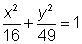 An ellipse has a vertex at (0, −7), a co-vertex at (4, 0), and a center at the origin-example-2