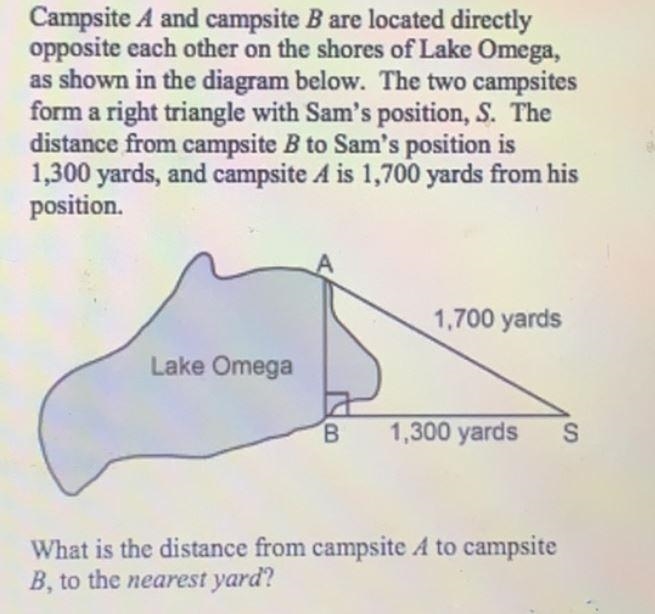 Campsite A and campsite B are located directlyopposite each other on the shores of-example-1