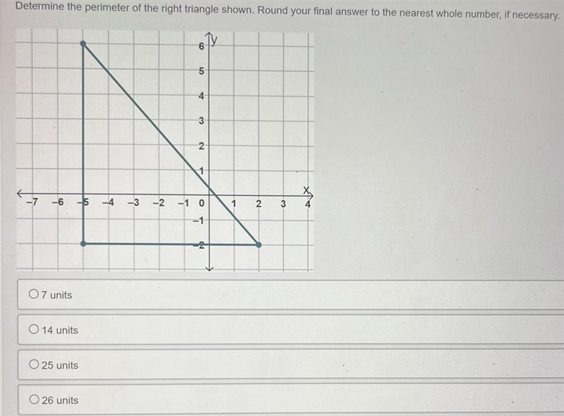 HELP PLEASE FAST!! Determine the perimeter of the right triangle shown. Round your-example-1