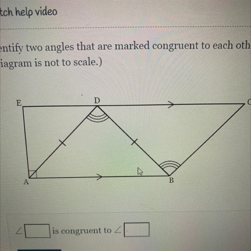 Identify two angles that are marked congruent to each other on the diagram below. (Diagram-example-1