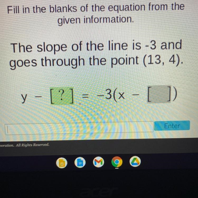 The slope of the line is -3 and goes through the point (13,14)-example-1