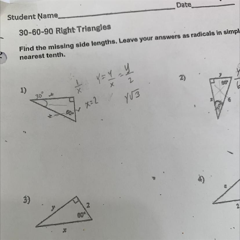 Find the missing the side length leave the answer as radical form. Question 3.-example-1