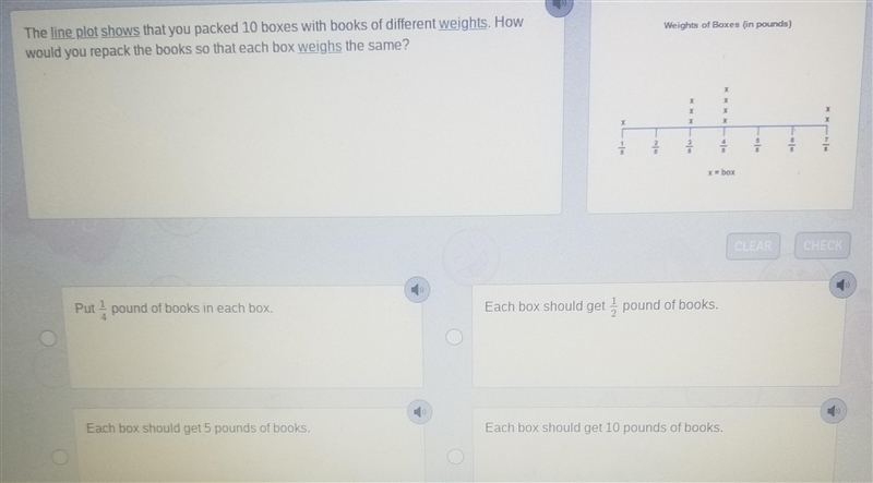 The line plot shows that you packed 10 boxes of different weights-example-1