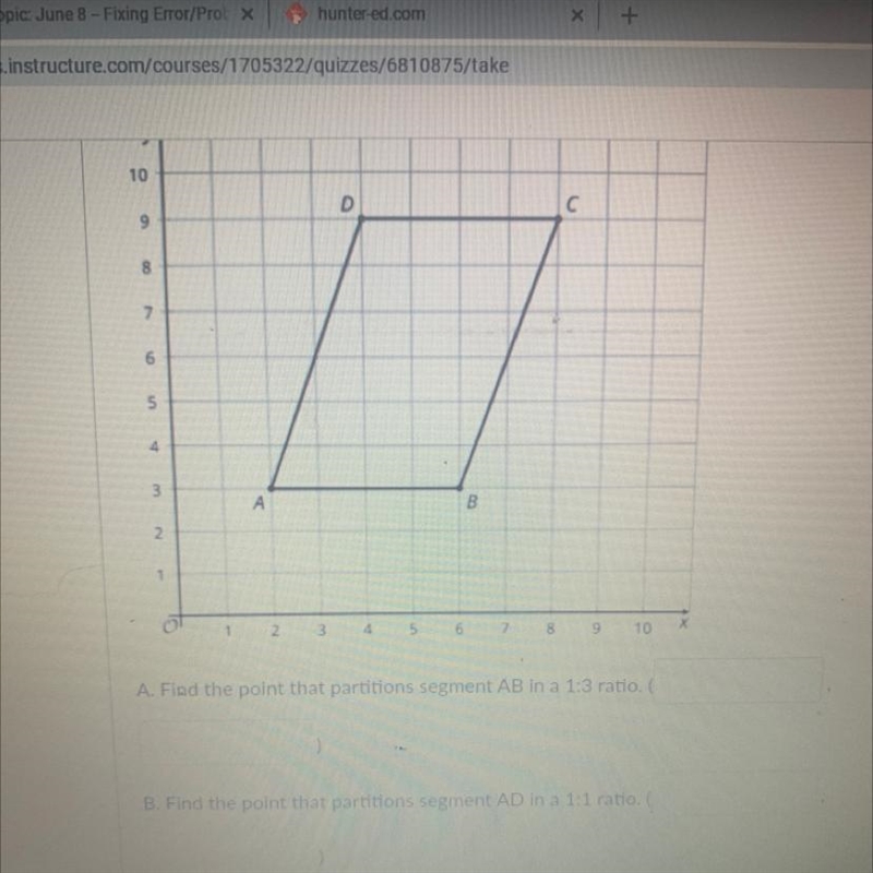 Find the point that partitions segment AB in a 1:3 ratio (_,_)Find the point that-example-1