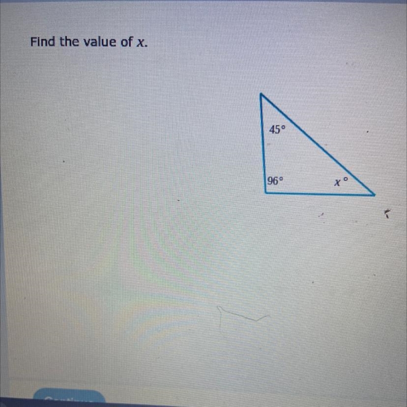 Find the value of x. 45° 96°-example-1