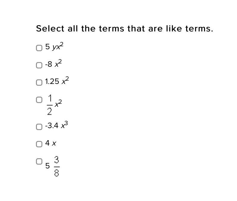 Select all the terms that are like terms-example-1