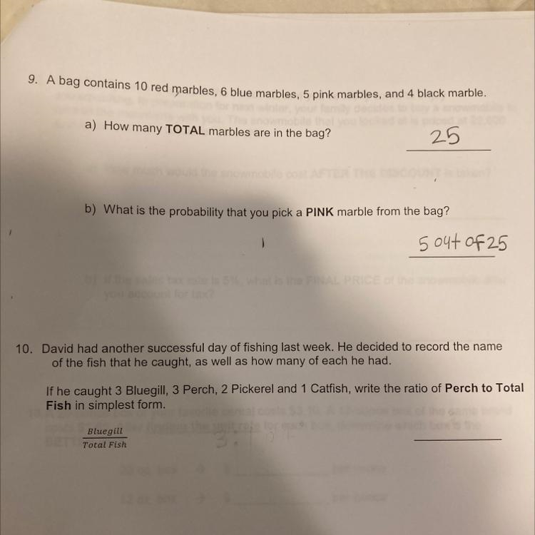 I need help me answering #10 I'm really bad with ratios. (also sorry for the bad lighting-example-1