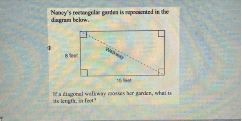 Nancy's rectangular garden is represented in thediagram below.Walkway8 feet15 feetIf-example-1