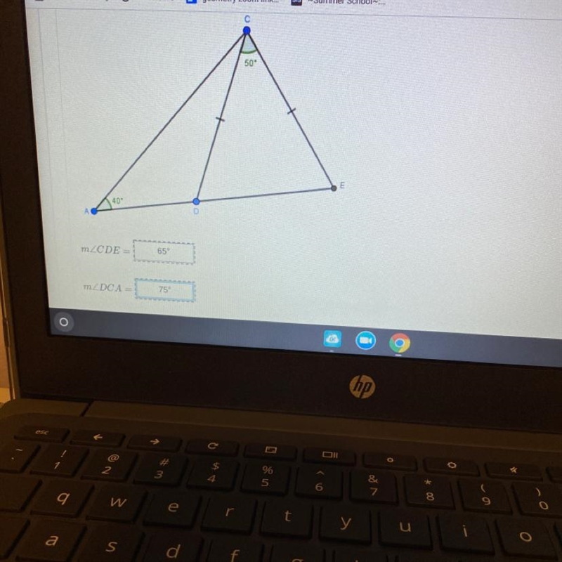 50"40DmZCDE =65mZDCA =75 answer choices:6575502540note** i put in what i think-example-1