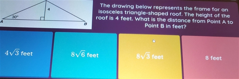 The drawing below represents the frame for an isosceles triangle-shaped roof. The-example-1