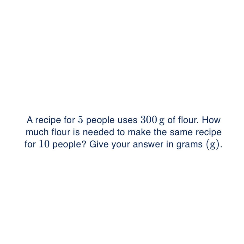 A recipe for 5 people uses 300 g of flour. How much flour is needed to make the same-example-1