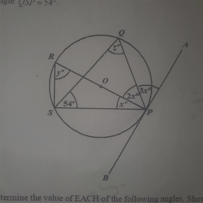 (A) The diagram below shows a circle, with the points P. O. R and S lying on its circumference-example-1