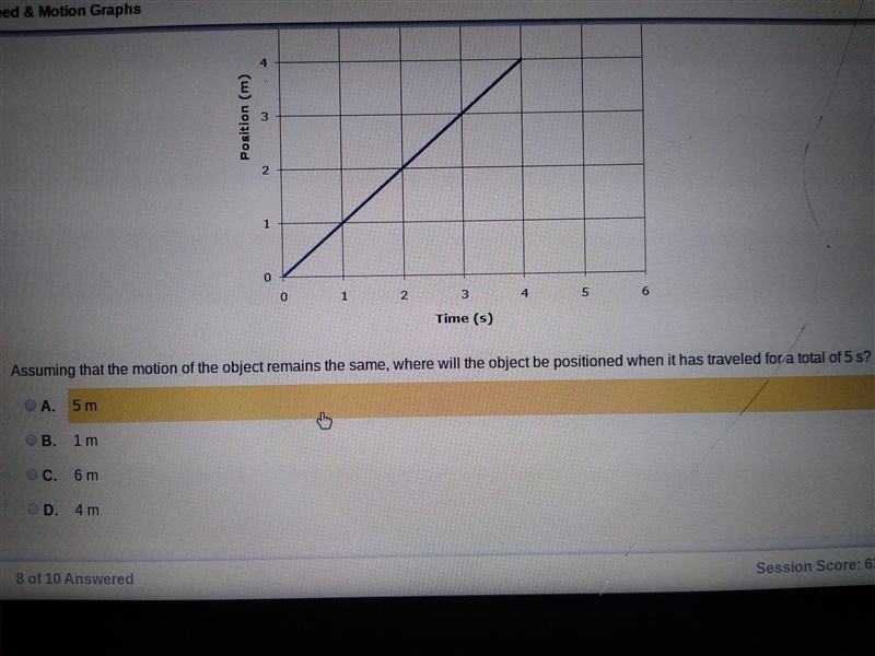 Object Position vs. Time 6 5 Position (m) 3 2 0 1 2 3 5 6 Time (s) Assuming that the-example-1