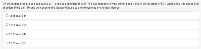 On the putting green, a golf ball travels at 1.4 m/s in a direction of 130°. The ball-example-1