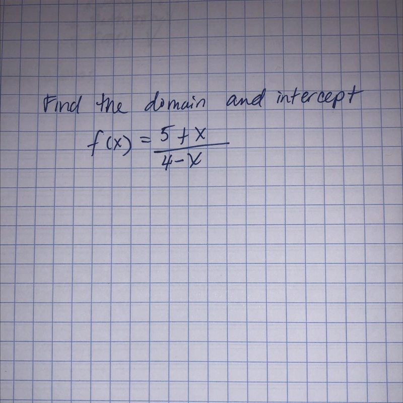 Find the domain and y interceptF(x) = 5 + x/4 - x-example-1