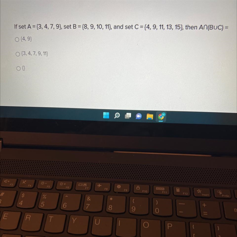 If set A = {3,4,7,9}, set B = {8,9,10,11}, and set C = {4,9,11,14,15}, then An(BuC-example-1