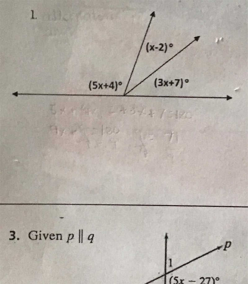 a) state the angle relationship write an equation & solve for the indicated variable-example-1