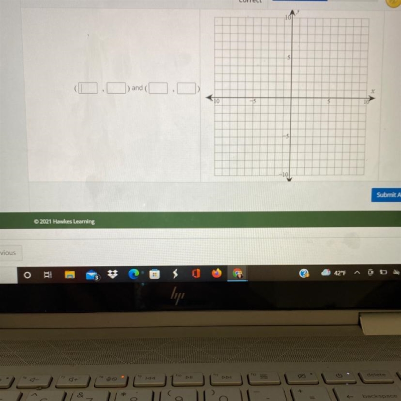 Consider the linear equation:2y + 3 = 0Step 1 of 2: Find two points on the line to-example-1