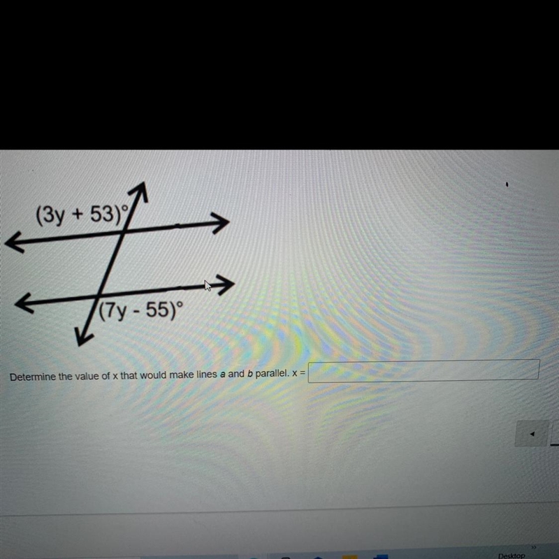 Determine the value of x that would make lines a and b parallel. X=-example-1