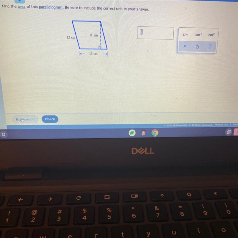 O GEOMETRYArea of a parallelogramFind the area of this parallelogram. Be sure to Include-example-1