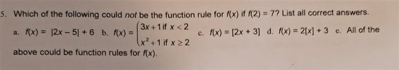 Which of the following could not be the function rule for..-example-1