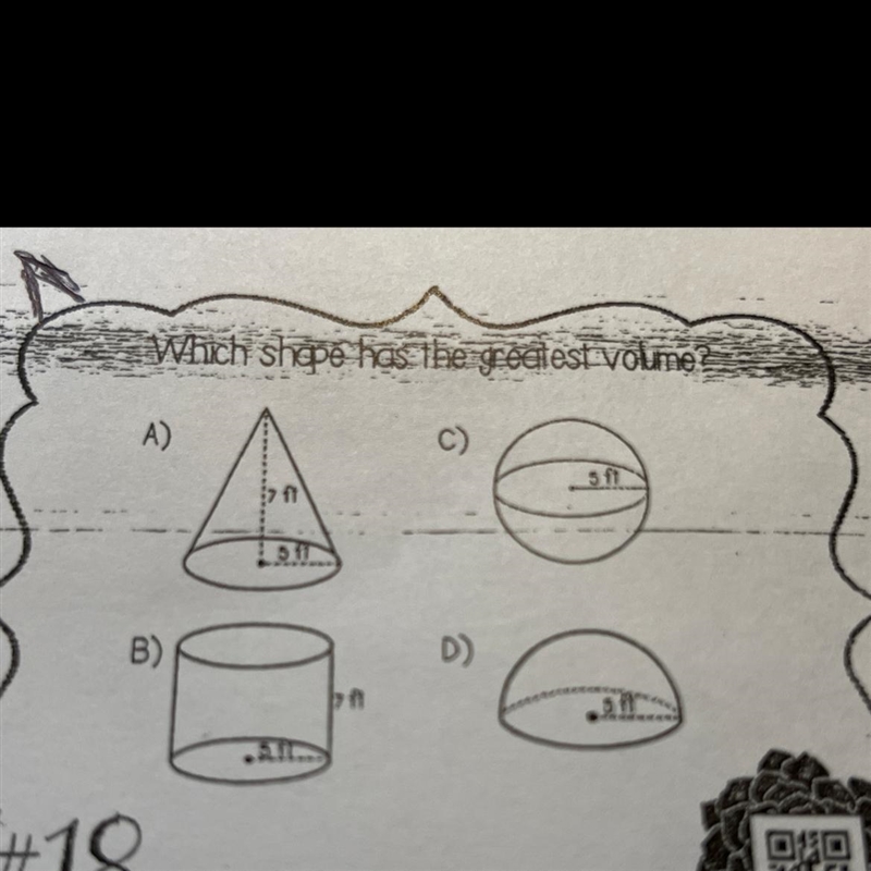 Which shape has the greatest volume-example-1