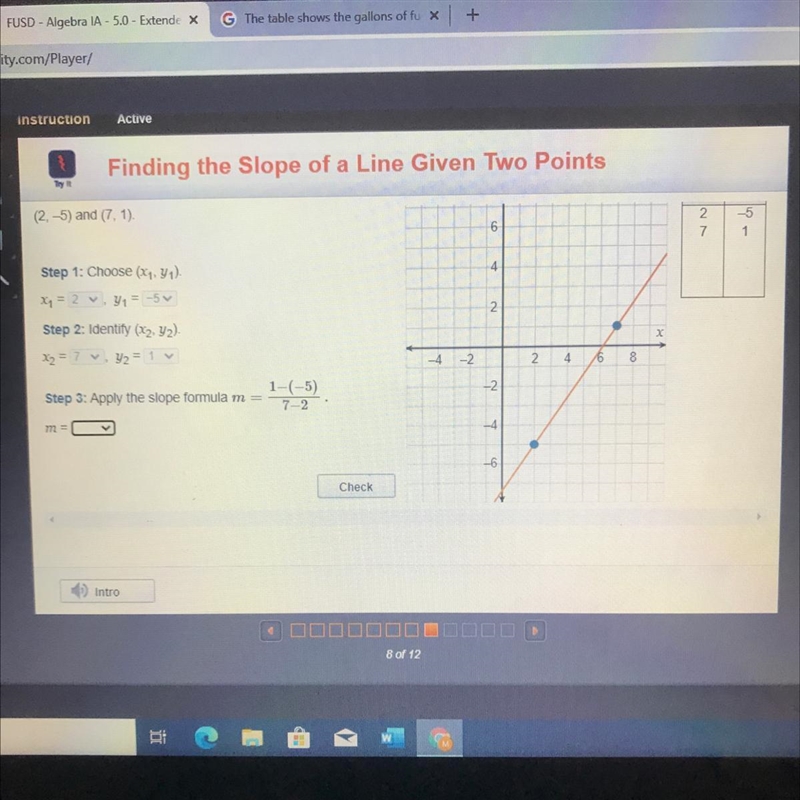 Step 3: Apply the slope formula m1-( 5)Need help !!!-example-1