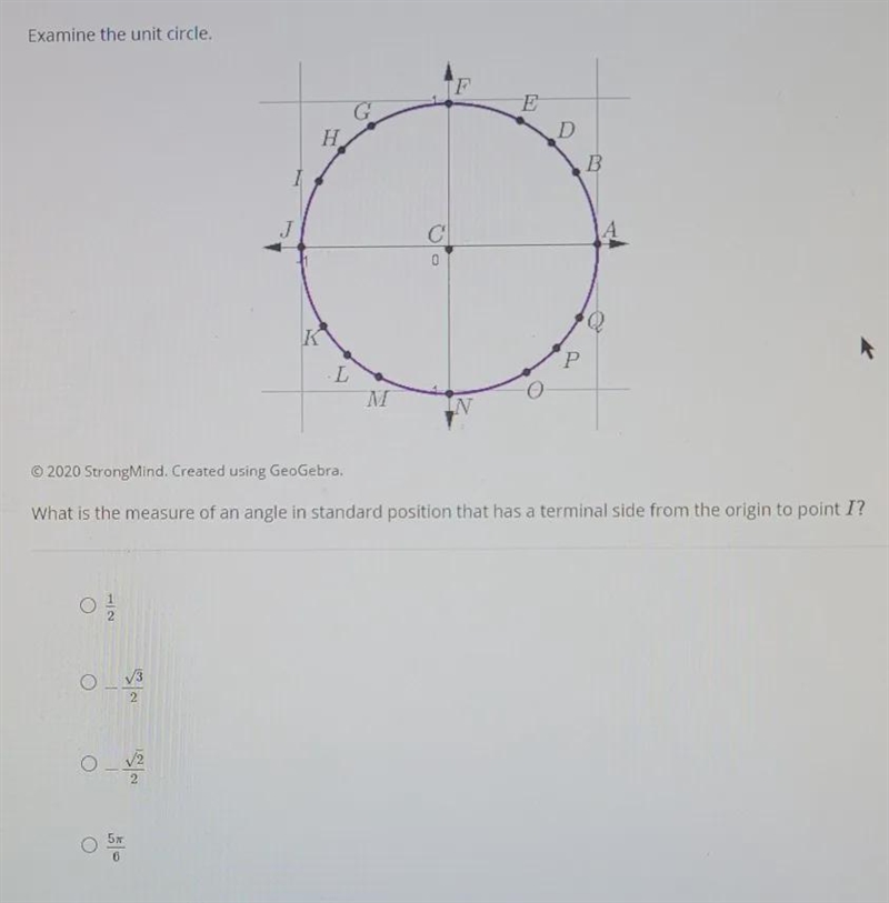 what is the measure of an angle in standard position that has a terminal side from-example-1