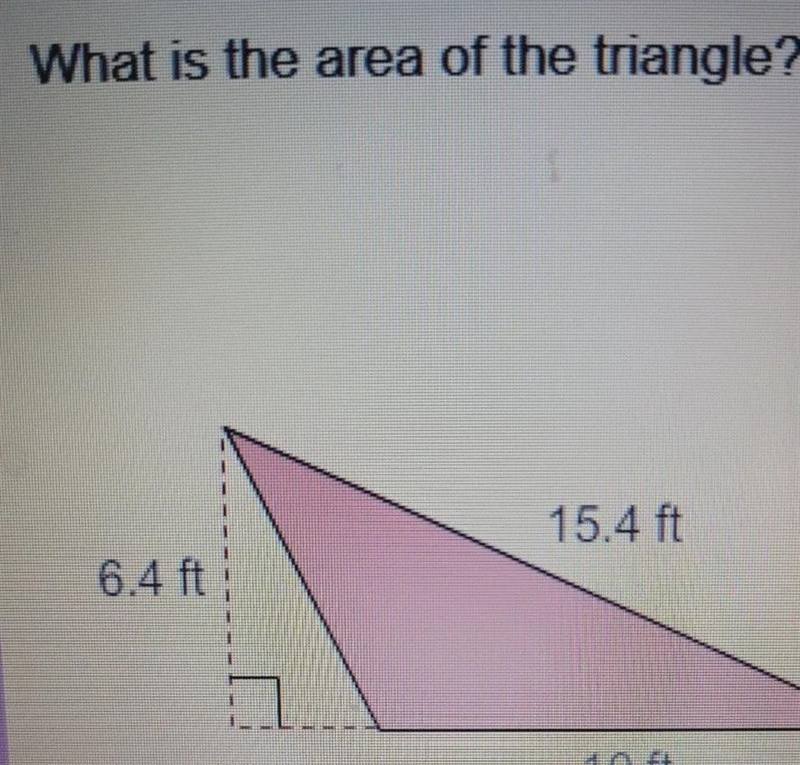 What is the area of the triangle? 15.4 ft 6.4 ft-example-1