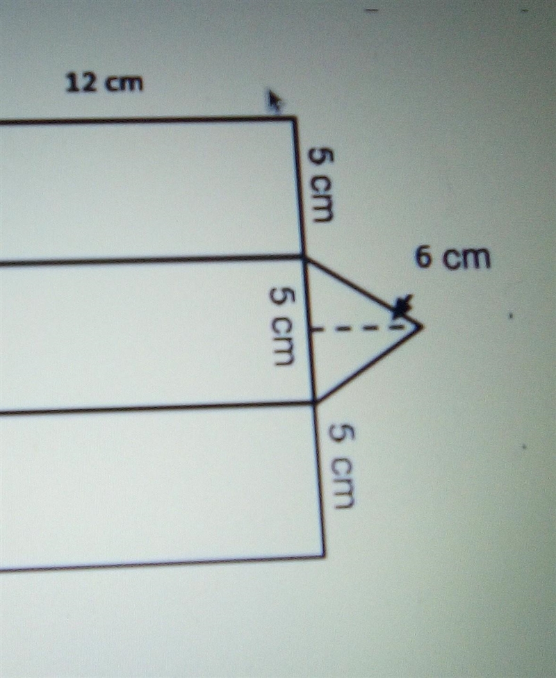 A model of a triangular prism is shown below. Whats is the surface area of the prism-example-1