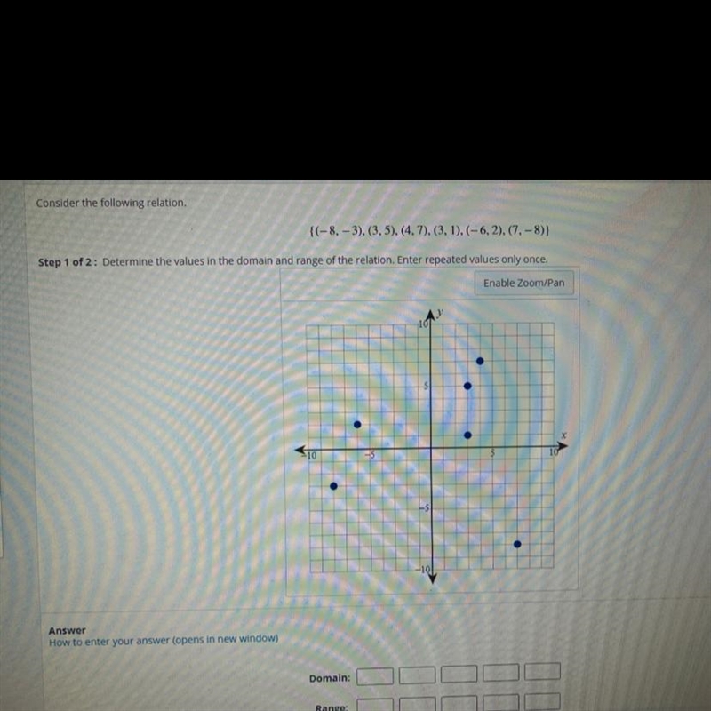 Determine the values in the domain and range of the relation. Enter repeated values-example-1