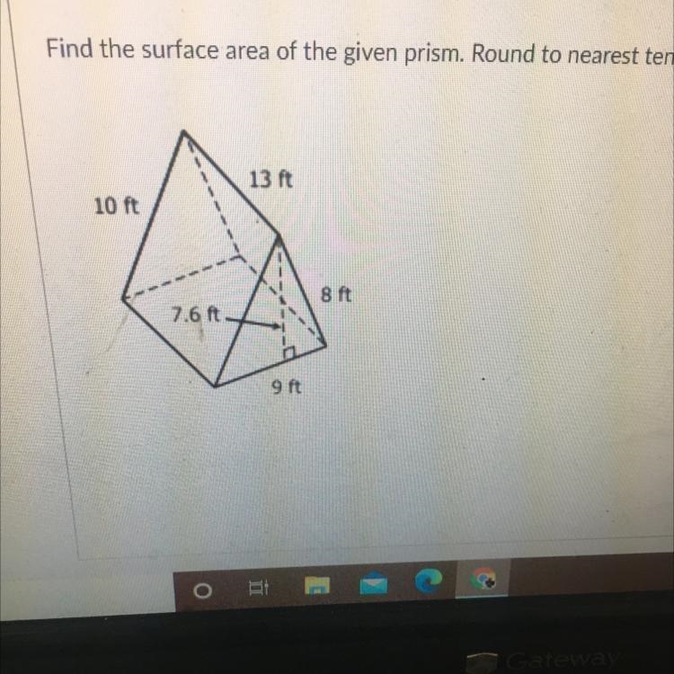 Find the surface area of the giving prism round to the nearest 10-example-1