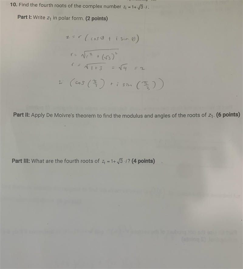 Please help me with parts 2 and 3 of this Honors Precalc problem.-example-1